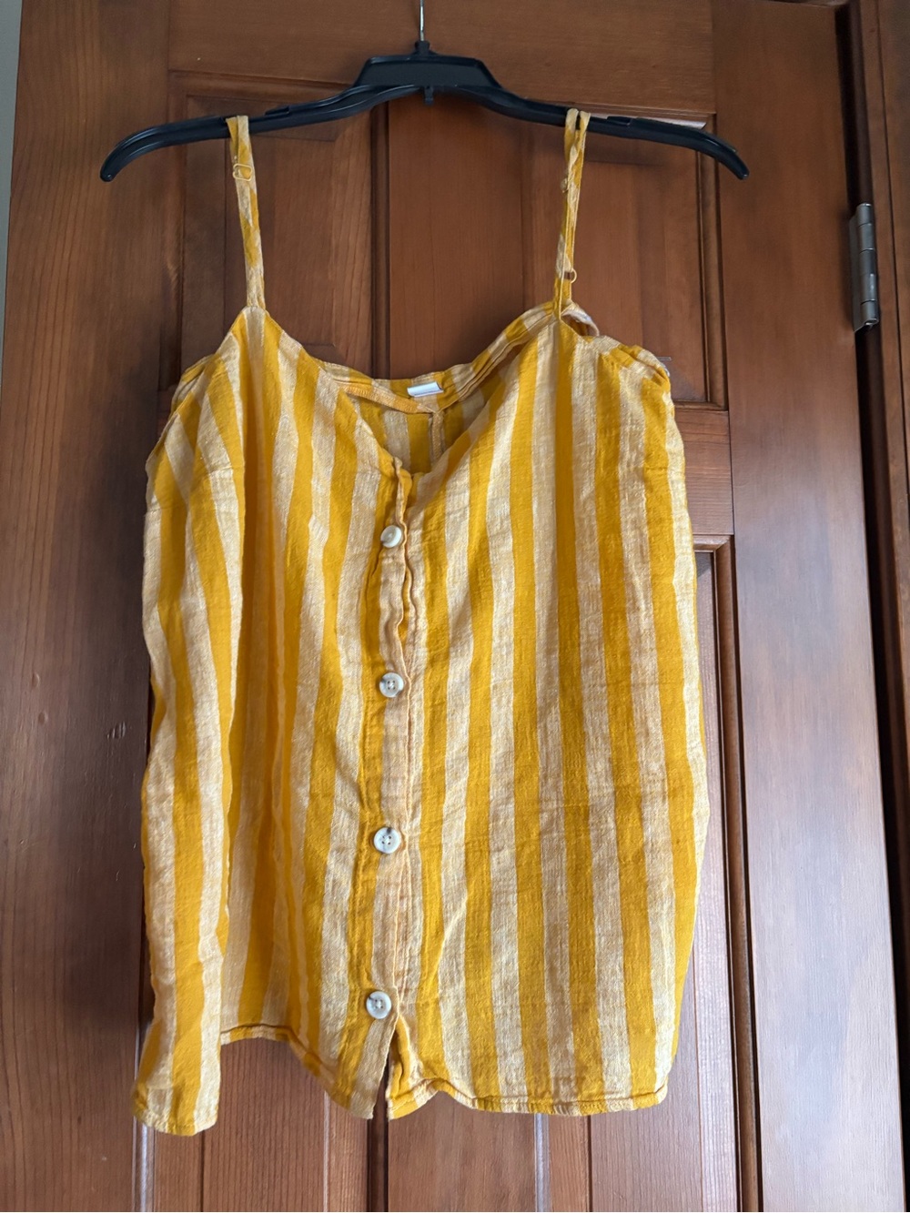 Old Navy Yellow and Cream Striped Button-Front Tank